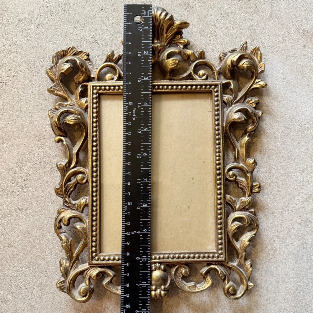 Vintage Picture Frame Victorian Gold‎ Baroque Rococo Brass Gilt Metal Scrollwork